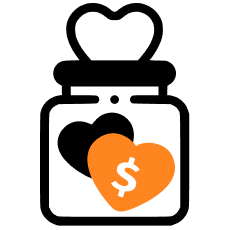 Donation icon with hearts