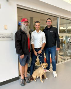 Tim, Si, Shawn and Celeste in front of Cat Enrichment Area