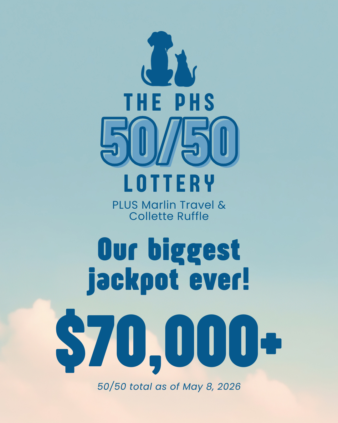 PHS 50/50 Lottery's current jackpot is $35,000+
