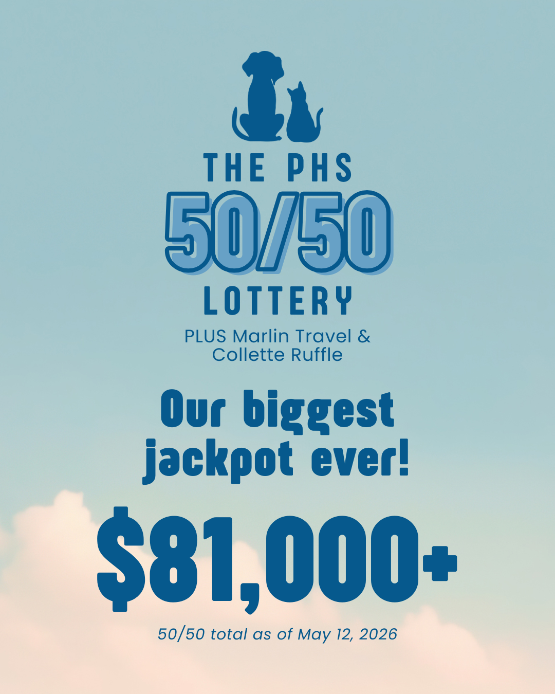 PHS 50/50 Lottery's current jackpot is $35,000+
